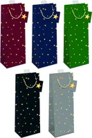 Flaschentüte 5 Motive á 2 Geschenktaschen Serie "Sterne" Jede mit Kordel, Namenskarte