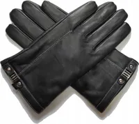 anagre Lederhandschuhe M-XXL Herren Winter Lederhandschuhe, Handschuhe Outdoor Sports Handschuhe Leder Winter Handschuhe für Fahren Motorrad Radfahren, Schwarz, Größe XL