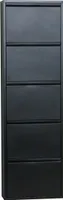 Pisa Schuhschrank mit 5 Klappen/ Türen in Metall schwarz. Fertig montiert.