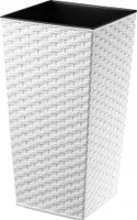 KADAX Blumentopf aus Kunstsoff "Pesaro", Blumenkübel, Pflanztopf, mit Einsatz, quadratisch, 19 cm, Weiß