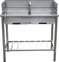 Grilltisch aus Edelstahl, Outdoorküche, Holzkohlegrill