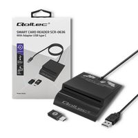 Qoltec 50636 Intelligenter Smart ID Chipkartenleser SCR-0636 | USB Typ C