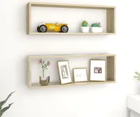 vidaXL Würfelregale 2 Stk. Sonoma-Eiche 80x15x26,5 cm Holzwerkstoff