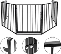 Kaminschutzgitter 5x Absperrgitter Tierschutzgitter Ofenschutzgitter Sicherheitstür 300x75cm Schwarz