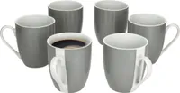 6er Set Variant Grau Kaffeetassen mit Untertassen für 6 Personen Porzellan Tee