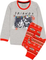 Friends - Schlafanzug für Mädchen - weihnachtliches Design NS6559 (152) (Grau/Rot)