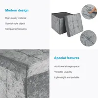 Intirilife Faltbarer Sitzhocker 38x38x38 cm in Samt Grau - Sitzwürfel mit Stauraum und Deckel mit Samtbezug- Sitzcube Fußablage Aufbewahrungsbox Truhe Sitzbank