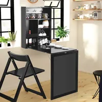 GOPLUS Klappbarer Wandtisch, Multifunktionaler Schreibtisch mit Tafel & Regal, Robuster Wandklapptisch, Esszimmer, Küche, Wohnzimmer, Büro, (Schwarz)