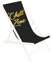Ersatz-Stoffbezug 131x44 cm Wechselbarer Liegestuhl Stoffbezug 100% Polyester für Holz-Liegestuhl Klappliegestuhl Motiv Chill Zone [119]
