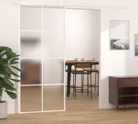 vidaXL Schiebetür ESG Mattglas und Aluminium 90x205 cm Weiß - Schiebetür - Schiebetüren - Glastür - Scheunentür