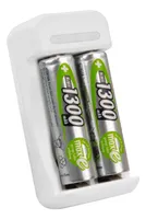 ANSMANN Ladegerät Akku, für 1-2 NiMH AAA,AA, inkl. 2x AA 1300 mAh Akku