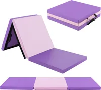 KOMFOTTEU skládací podložka do tělocvičny, měkká podložka na podlahu 180x60x5cm fitness podložka, silná podložka do tělocvičny s popruhem na přenášení, 3-násobná podložka na jógu, sportovní protiskluzová podložka pro fitness trénink jógy