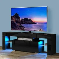 TV-Schrank mit LED, TV-Lowboard 130 x 35 x 45cm Schwarz