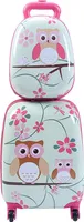 Kinderkoffer-Set Kiderkoffer mit Rucksack, Kindertrolley Kindergepäck, Handgepäck Reisegepäck Hartschalenkoffer für Kinder, 16 Zoll + 12 Zoll (Eulen)