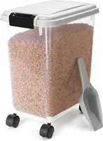 20 L Futterbehälter für Haustiere,  für Haustiere, Lebensmittelbox mit Rädern, Klappdeckel, Luftdicht, Transparent, Rollen und Schaufel