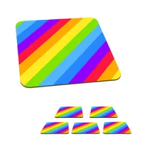 MuchoWow® Sklenený podtácek Štvorcová sada 6 kusov Dúha - vzory - hrdosť 10x10x0.3cm Podložky pod poháre - podložky pod nápoje - ochrana stolovej