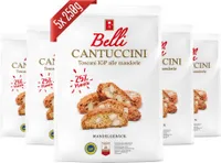 Belli Cantuccini 5er Pack alle mandorle (5x 250g) | Mandelgebäck aus Italien | Keks mit Mandeln | insgesamt 1250g Gebäckstücke