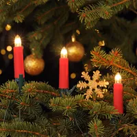 NARVA Lichterkette für Christbaum 30 Kerzen rot Beleuchtung warmweiß innen 17,4m