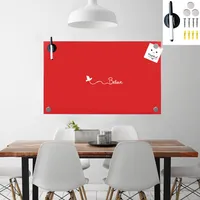 Mucola Whiteboard Magnetic Skleněná magnetická tabule se 3 magnety a perem Magnetická tabule Magnetická tabule Magnetická tabule - 100x60cm Red
