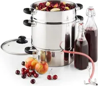 Klarstein Applebee - Elektrischer Dampfentsafter, Edelstahl Fruchtentsafter, 1500 W Starkes Heizelement, integriertes 1500 W, 8 L Volumen, Ø 25 cm, Cool-Touch-Griffe, inkl. Zubehör, silber