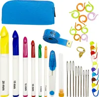 Häkelnadel Set,40 Stück DIY Häkeln Stricken Zubehör Set mit Tragbare Tasche, Ergonomische Häkelnadel für Anfänger oder Profis