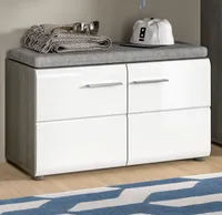Garderobe Sitzbank "Rumba" weiß Hochglanz und grau Garderobenbank 80 cm