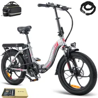 E-bike klapprad Rostfreie Aluminiumlegierung 36 V 16 Ah 576 Wh bis zu 100 -130 km Wasserdicht IPX5 20 zoll 7 Gang, Grau