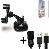 K-S-Trade Handy-Halterung kompatibel mit Motorola ThinkPhone Windschutzscheibe / Armaturenbrett + LADEGERÄT mit Mico USB Kabel Autohalterung