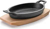 LACOR PFANNE OVAL M/HOLZBEHAELTER 21.7X15 cm, Gusseisen, Black, 21 cm