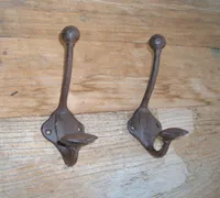 2 Stück Doppelhaken, Huthaken,Garderobenhaken, Gusseisen, Wandhaken