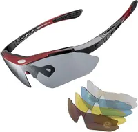 ROCKBROS Sonnenbrille Photochrom Brille Radbrille Damen Herren für Outdoor-Sport Schwarz rot