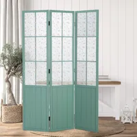 Homestyle4u 2013, Paravent Raumteiler 3 teilig Holz Trennwand Spanische Wand Sichtschutz Türkis