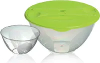 Schüssel mit Salatbesteck 5 L Kunststoff Salatschüssel Rührschüssel Grün BRANQ