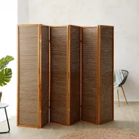 Homestyle4u 384, Paravent Raumteiler 6 teilig, Holz Bambus Braun