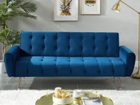 Schlafsofa Klappsofa 3-Sitzer - Samt - Dunkelblau - POLANI