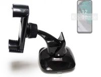 K-S-Trade kompakte Handy-Halterung Windschutzscheibe kompatibel mit Nokia C32 Armaturenbrett schwarz Autohalterung KFZ Halter Scheiben-Halterung