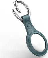 Laimtop Schutzhülle für AirTag 2021, Bluetooth Tracker Finder Leder Hülle für AirTag mit Schlüsselanhänger Ring, Leicht zu tragen AirTag Cover für Schlüssel Grün