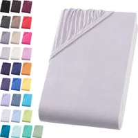Jersey Spannbettlaken 180-200x220 cm + 40cm Bpxspringbett Spannbettuch 100% Baumwolle Bettlaken, Silber