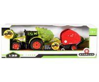 Luna Farm Traktor Spielzeug Trecker mit 2-Achs-Transport-Anhänger 