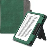 kwmobile Hülle kompatibel mit Tolino Vision 6 Hülle - Flip Case mit Handschlaufe - Kunstleder Cover - Dunkelgrün Dunkelgrau