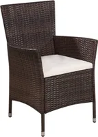 vidaXL Gartenstuhl und Hocker mit Polstern Poly Rattan Braun