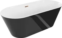 Mexen Flavia Freistehende Badewanne 160 x 75 cm, Weiß/Schwarz, Roségoldablauf - 54031608075-60