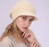 Wintermütze Damen Mütze mit Shirm Damen Schirmmütze Damen Baskenmütze Beanie Barett Warm Strickmütze Winter Fleece Innerhalb Gefütterte Mütze Damen