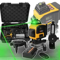 Hikey 4D krížový laser s 16 líniami, 2x batéria, so statívom, zeleným lúčom, držiakom na stenu, diaľkovým ovládačom, samonivelačný, na vnútorné práce