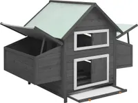 vidaXL Kurník sivý a biely 150x96x110 cm jedľový masív