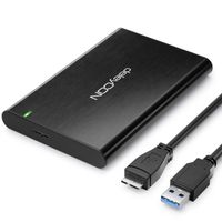 deleyCON SSD Festplattengehäuse USB 3.0 für 2,5“ Zoll SATA 3 SSD / HDD / 7mm / 9,5mm SATA III Festplatten Externes Gehäuse UASP [Schwarz Aluminium]