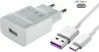 Ladegerät für original Huawei Mate 20 Pro HW-050200E01 + Datenkabel in weiß white USB Typ-C Netzteil 2A Ampere 2000 mAh Ladekabel Typ-C Bulk verpackt +gratis Hakai Reinigungspad