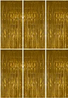 6x Lametta Vorhang - gold - 91x244 cm