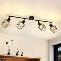 ZMH Deckenleuchten 4 Flammig Deckenspot - Schwenkbar Schwarz E14 Deckenspot Metall Retro Deckenstrahler Vintage Strahler Drehbar 350° Flurlampe für Küche Schlafzimmer Wohnzimmer