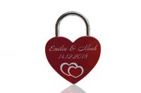ELUNO Herz Liebesschloss mit Gravur und Schlüssel zum Valentinstag Geburtstag - Farbe: Rot